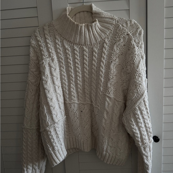 Zara Cream Cable Knit Turtleneck Sweater - Picture 2 of 2